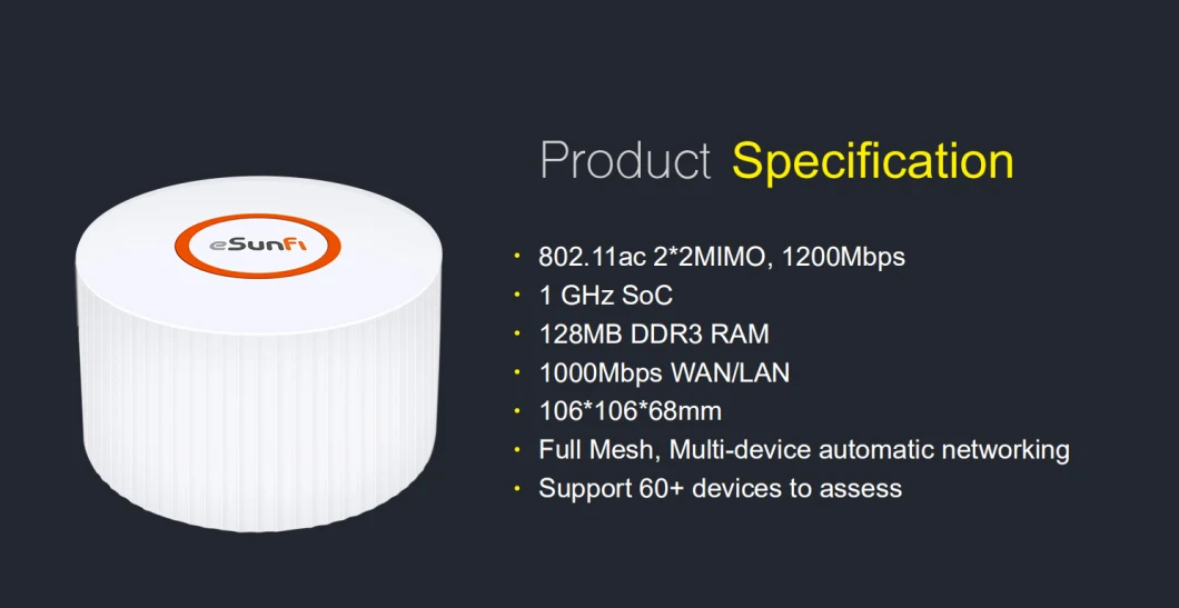 AC1200 3-Pack Whole Home Wireless Access Point 2.4G/5g Dual-Band Mesh WiFi Router for 4000sq. FT Coverage