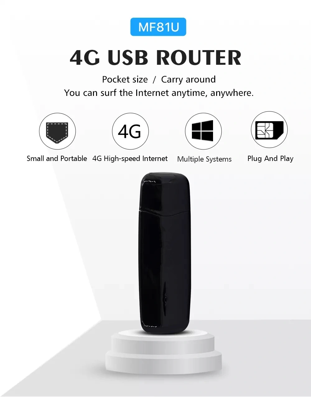 4G Modem Mf81u LTE WiFi Dongle Support Bands B1/3/5/40 4G LTE USB Modem