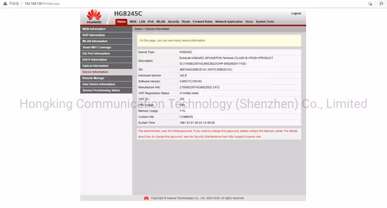 Hg8245c FTTH Glasfaserausrüstung Modem Optische Netzwerkeinheit Epon Gpon 1ge+3fe+2tel+WiFi+USB ONU Ontario